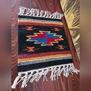 Zapotec-style, hand-woven wool textile, crafted from wool, South Western Aztec